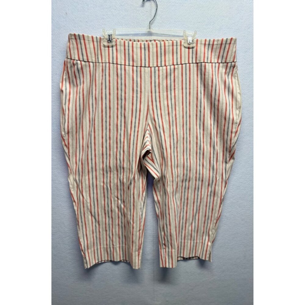 Zac & Rachel Womens Striped Pull-On Capris 24W